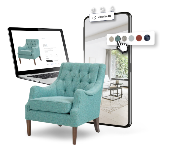 Interactive 3D product configurator with ARitize3D for eCommerce, letting shoppers explore colors, materials, and components in real time.