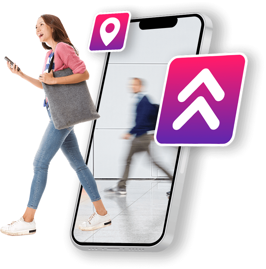 Hero image phone woman walking