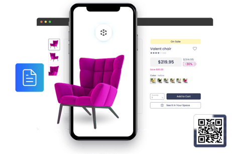 Step 3 showing off chairs in 3D on mobile/desktop.