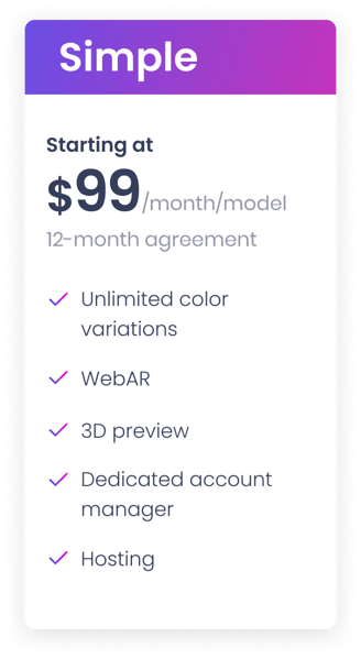 3D Configurator Pricing - Simple