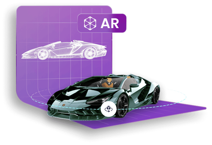 Game engine viewport with branded product props showing PBR materials and multiple LODs