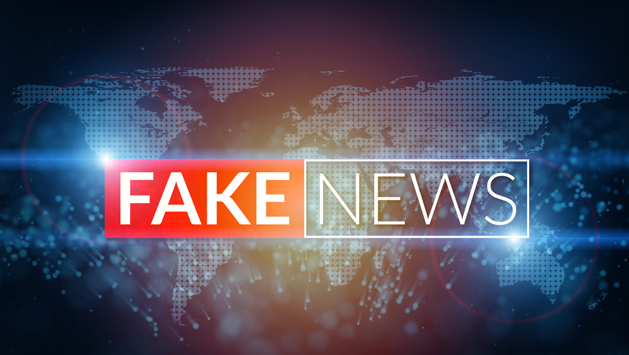 Fake News logo over globe