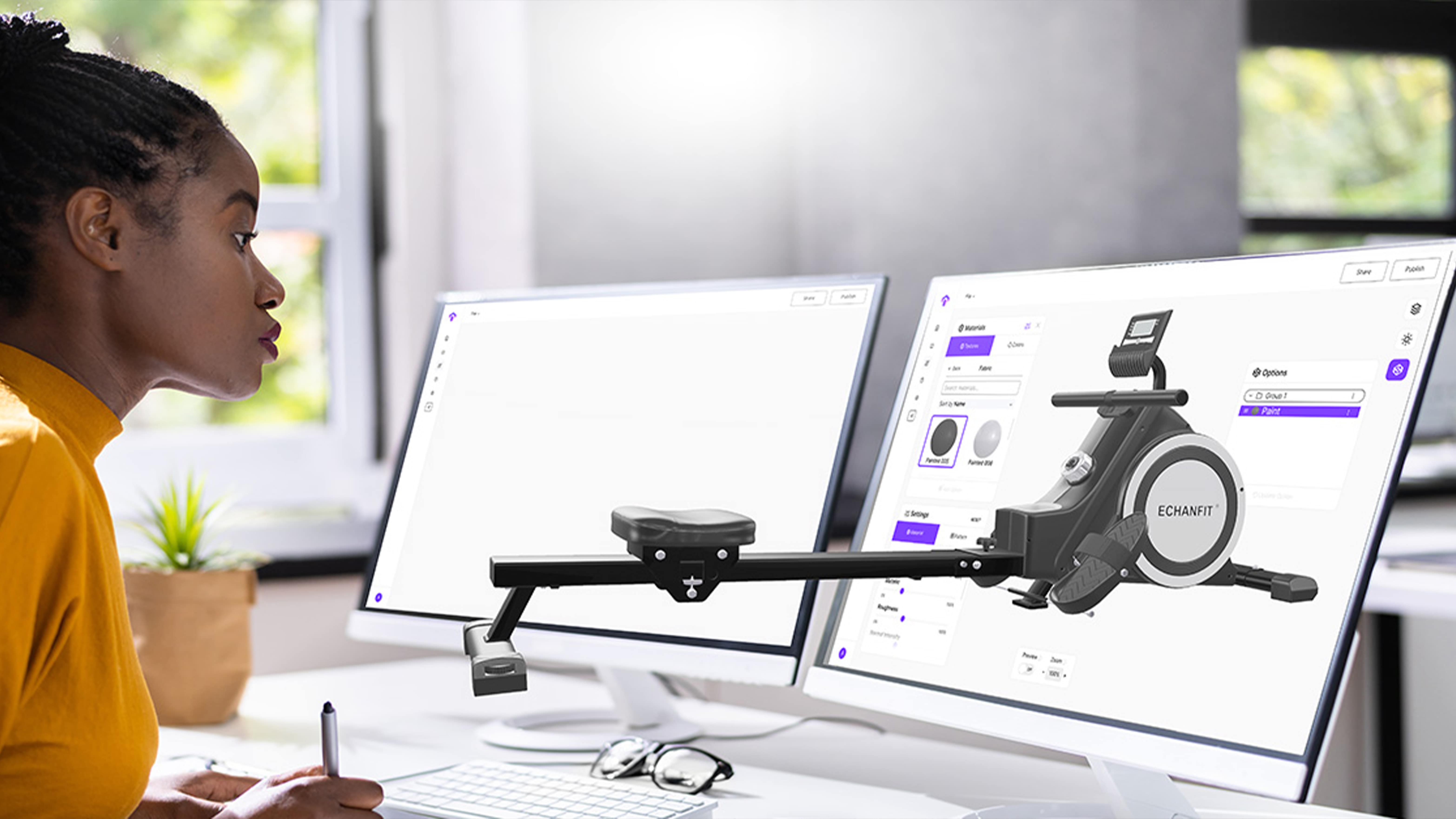 Woman working on 3D model-min