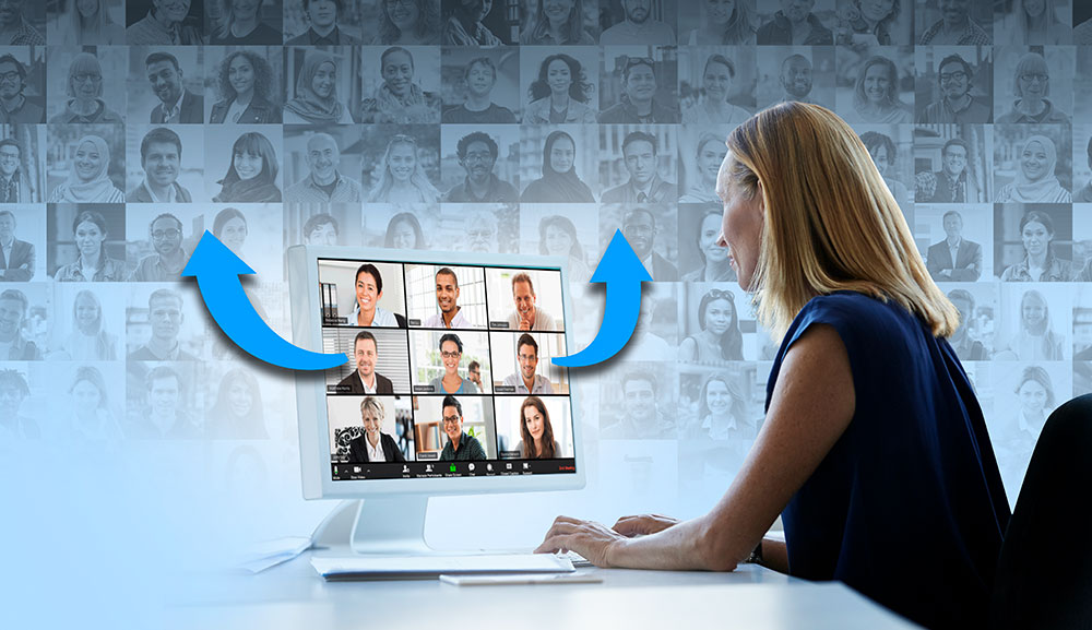 Attendee on computer during virtual event